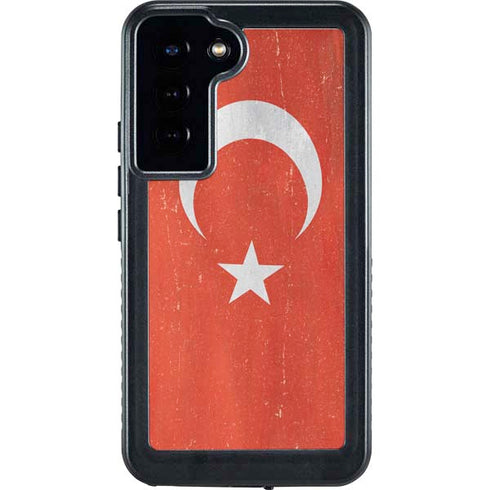 Turkish Flag Distressed Galaxy S24 Plus Waterproof Case